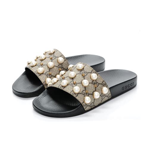 gucci pearl and diamond sandal|Gucci closed toe sandals.